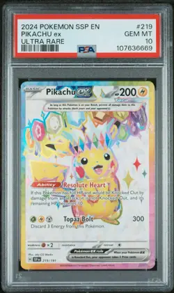 2024 POKEMON SSP EN PIKACHU ex ULTRA RARE #219 GEM MT PSA 10 - Image 1