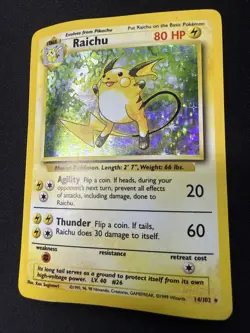 Raichu 014/102 Base Set Holo Vintage Pokemon Card HP Heavily Played - Image 1