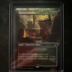 MTG Sacred Foundry Foil Borderless Card Ravnica Remastered - Image 1