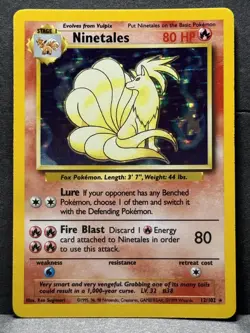 Ninetales Holo Unlimited Rare Pokemon TCG Card 12/102 Base Set LP - Image 1