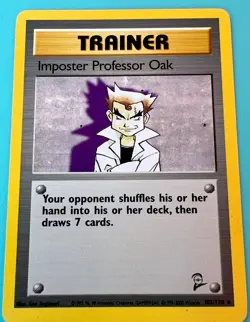 Imposter Professor Oak 102/130 - VINTAGE WOTC Pokemon CARD - BASE SET 2 - NM - Image 1