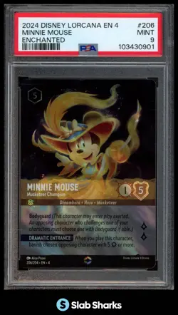 2024 DISNEY LORCANA #206/204 MINNIE MOUSE MUSKETEER CHAMPION ENCHANTED PSA 9 - Image 1