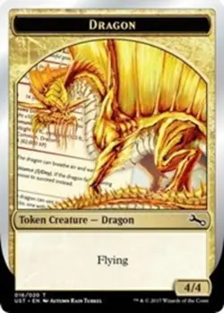 NM-Mint, English MTG Foil Dragon Token - Foil Unstable Magic the Gathering - Image 1