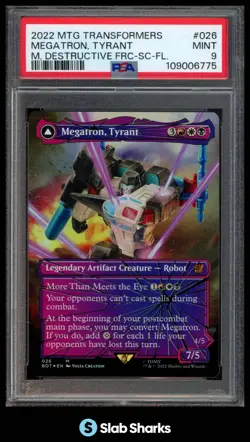 2022 MAGIC THE GATHERING MTG #026 MEGATRON, TYRANT SHATTERED GLASS FOIL PSA 9 - Image 1