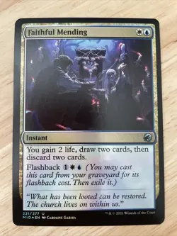 MTG Faithful Mending Innistrad: Midnight Hunt 221/277 FOIL Uncommon NM/M - Image 1