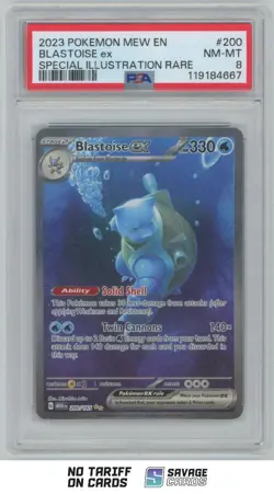 2023 Pokemon Scarlet & Violet Series 151 Holo Blastoise ex PSA 8 #200/165 - Image 1