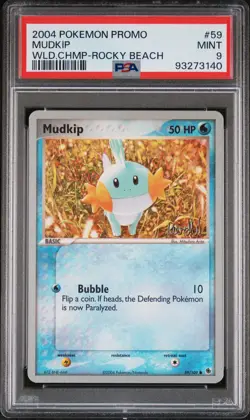 2004 POKEMON WORLD CHAMPIONSHIPS PROMO ROCKY BEACH #59 MUDKIP PSA 9 - Image 1