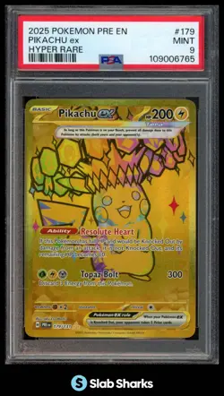 2025 POKEMON PRISMATIC EVOLUTIONS PRE EN #179/131 PIKACHU EX HYPER RARE PSA 9 - Image 1