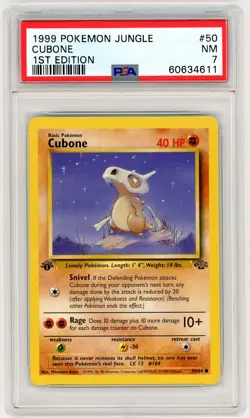 1999 Pokemon Jungle #50 Cubone 1st Edition PSA 7 - Image 1