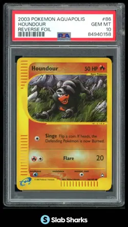2003 POKEMON AQUAPOLIS #86/147 HOUNDOUR REVERSE FOIL PSA 10 - Image 1