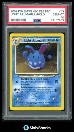 2002 POKEMON NEO DESTINY 1ST EDITION #13/105 LIGHT AZUMARILL HOLO PSA 10 - Image 1