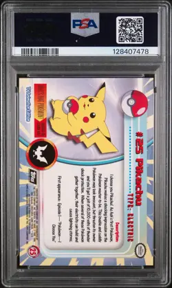 1999 TOPPS T.V. Pokemon Pikachu FOIL Card PSA 10 GEM MINT - Image 2