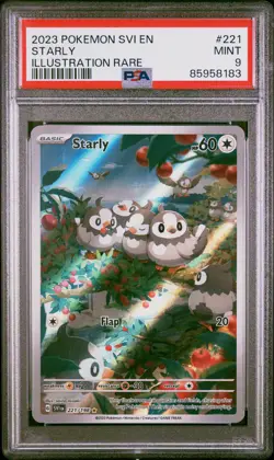 2023 POKEMON SVI EN-SCARLET & VIOLET ILLUSTRATION RARE #221 STARLY PSA 9 - Image 1