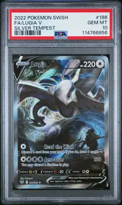 2022 POKEMON SWORD & SHIELD SILVER TEMPEST #186 FULL ART/LUGIA V PSA 10 - Image 1