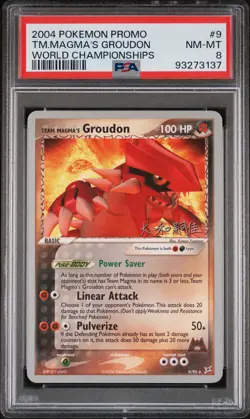 2004 POKEMON WORLD CHAMPIONSHIPS PROMO MAGMA SPIRIT TEAM MAGMA'S GROUDON PSA 8 - Image 1