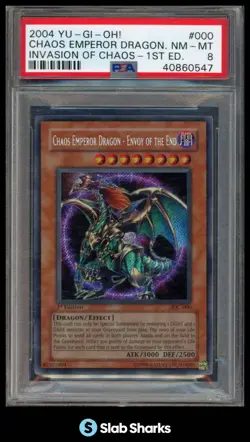 2004 YU-GI-OH! INVASION OF CHAOS #IOC-000 EMPEROR DRAGON - ENVOY THE END PSA 8 - Image 1