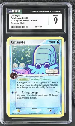 CGC 9 MINT Omanyte 2006 EX Legend Maker 60/92 Reverse Holo Stamped Pokemon Card - Image 1