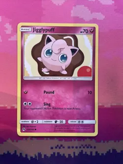 Pokemon Card Jigglypuff Lost Thunder Common 133/214 Near Mint - Image 1