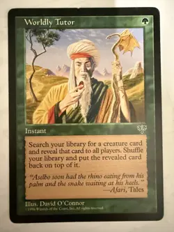MTG: Worldly Tutor Card Regular Mirage Magic The Gathering - Image 1