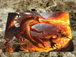 REALM-SCORCHER HELLKITE Magic MTG Wilds of Eldraine Art Series Gold Stamp - Image 1