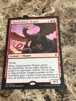OPPORTUNISTIC DRAGON Magic MTG Throne of Eldraine Foil - Image 1