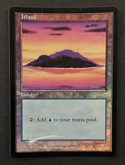MtG ‘Island’ Arena Beta promo *foil* WotC 2002 used moderate play - Image 2
