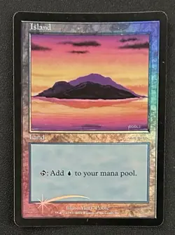 MtG ‘Island’ Arena Beta promo *foil* WotC 2002 used moderate play - Image 2