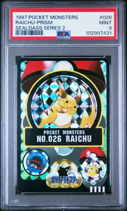 1997 POCKET MONSTERS SEALDASS SERIES 2 #026 RAICHU-PRISM PSA 9 - Image 1
