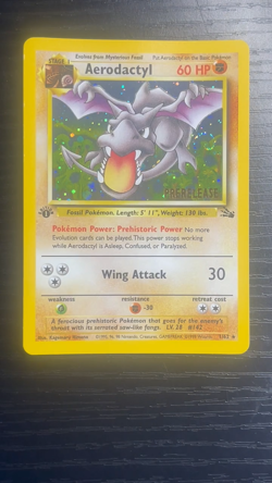 Pokemon TCG COSMOS Aerodactyl Prerelease Promo Holo Foil European - With SWIRL! - Image 2