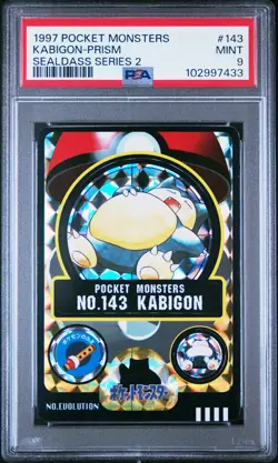 1997 POCKET MONSTERS SEALDASS SERIES 2 #143 KABIGON-PRISM PSA 9 - Image 1