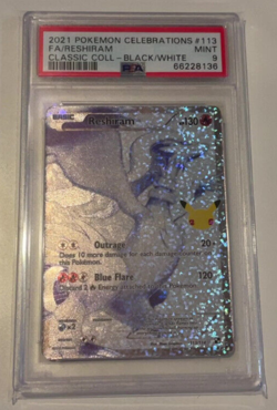 2021 Pokemon Celebrations Classic Collection 113 Full Art Reshiram PSA 9 - Image 1