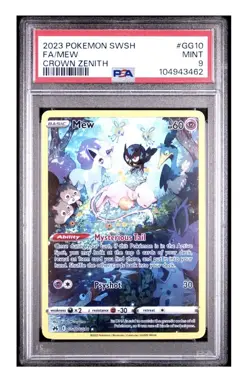 2023 POKEMON SWORD & SHIELD CROWN ZENITH #GG10 FULL ART/MEW PSA 9 - Image 1