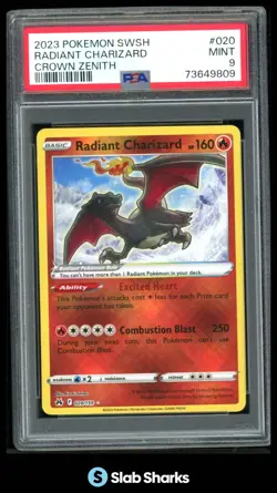 2023 POKEMON SWORD & SHIELD CROWN ZENITH #020/159 RADIANT CHARIZARD RARE PSA 9 - Image 1