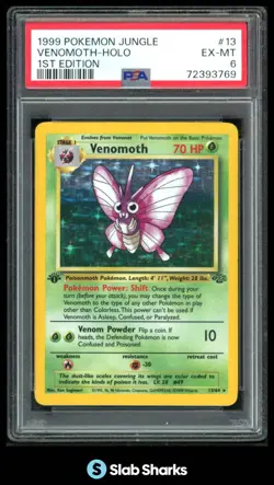 1999 POKEMON JUNGLE 1ST EDITION #13/64 VENOMOTH HOLO RARE PSA 6 - Image 1