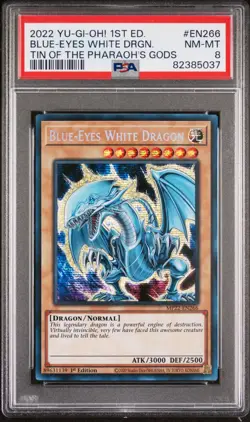 2022 YU-GI-OH! TIN OF THE PHARAOH'S GODS 1ST ED BLUE-EYES WHITE DRAGON PSA 8 - Image 1