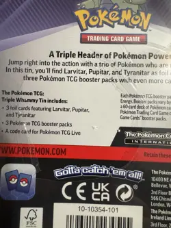 Pokemon Triple Whammy TYRANITAR Tin 3 Booster Packs 3 Foil Cards TCG New Sealed - Image 4