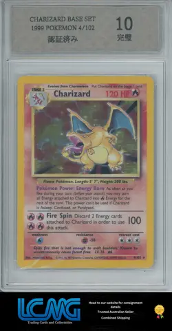 Pokemon TCG Card GRADED 10 Base Set #004/102 Charizard Holo CSS - Image 1