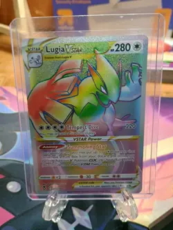 Lugia VSTAR Rainbow Secret Rare Card 202/195 SWSH12 Silver Tempest Pokemon NM - Image 1