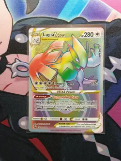 Lugia VSTAR Rainbow Secret Rare Card 202/195 SWSH12 Silver Tempest Pokemon NM - Image 2