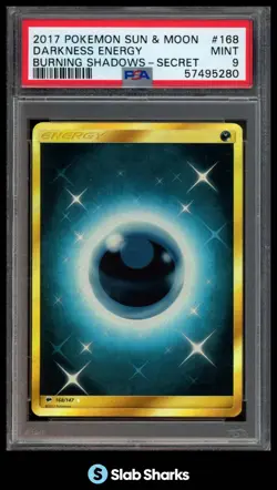 2017 POKEMON SUN & MOON BURNING SHADOWS #168/147 DARKNESS ENERGY SECRET PSA 9 - Image 1