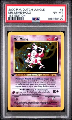 2000 POKEMON DUTCH JUNGLE 1ST ED #6 MR. MIME-HOLO PSA 8 - Image 1