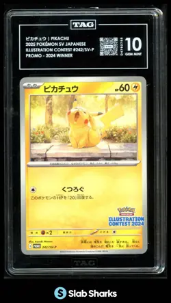 2025 POKEMON SV (JPN) #242/SV-P PIKACHU 2024 ILLUSTRATION CONTEST WINNER TAG 10 - Image 1