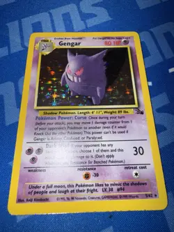 Pokemon TCG Gengar Fossil Unlimited Holo Rare 1999 5/62 LP Vintage WOTC - Image 1