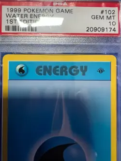 1999 Pokemon Base Set 1st Edition Shadowless - Water Energy #102 - PSA 10 GEM MT - Image 4