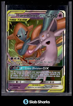 2019 POKEMON SUN & MOON UNIFIED MINDS #72/236 ESPEON DEOXYS TAG TEAM HOLO - Image 1