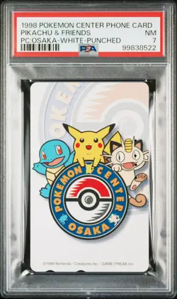1998 POKEMON CENTER PHONE CARD MEOWTH/PIKACHU/SQUIRTLE PSA 7 - Image 1