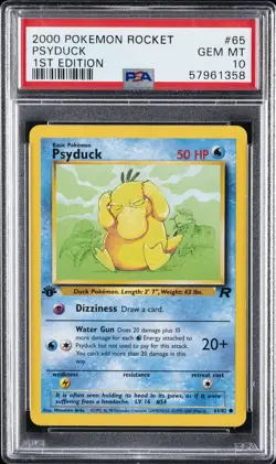 2000 POKEMON ROCKET 1ST ED #65 PSYDUCK PSA 10 - Image 1