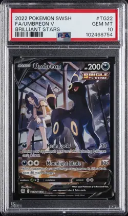 2022 POKEMON SWORD & SHIELD BRILLIANT STARS #TG22 FULL ART/UMBREON V PSA 10 - Image 1