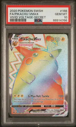 2020 Pokemon Sword & Shield Vivid Voltage #188 Fa/Pikachu Vmax Secret PSA 10 - Image 1