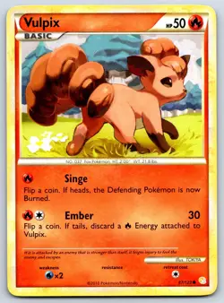 Vulpix - HeartGold SoulSilver 87/123 Vintage TOKIYA Pokemon TCG Card MP - Image 1